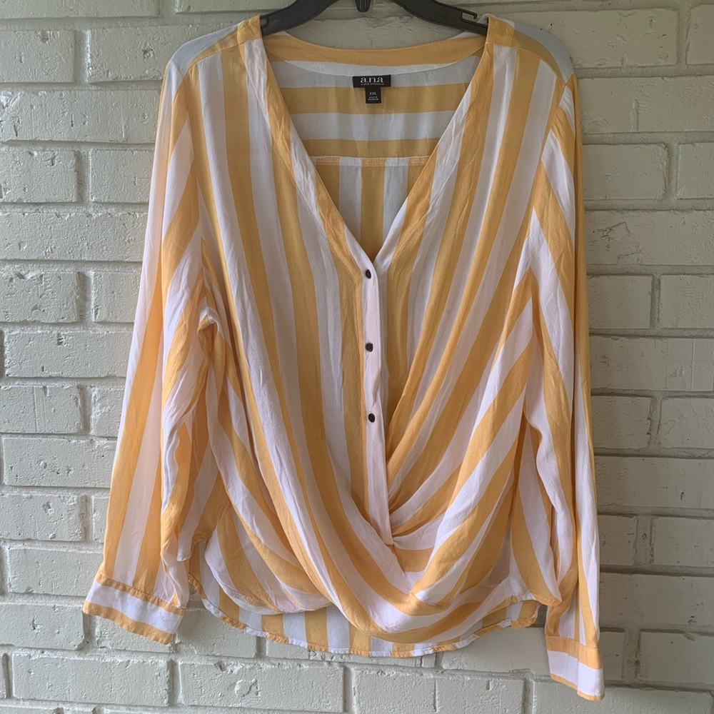 🎓Back to School Sale🔥📚 a.n.a. Long Sleeve Yellow/White Stripes Blouse